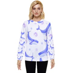 Whale Fish Sea Pattern Mammal Ocean Hidden Pocket Sweatshirt by Ravend