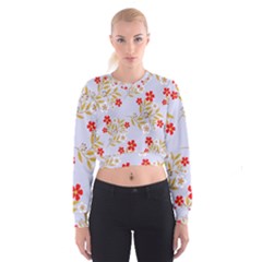 Nature Illustration Pattern Flower Floral Cropped Sweatshirt by Ravend