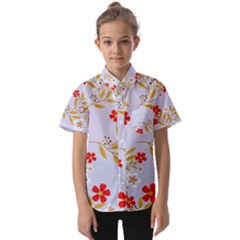 Nature Illustration Pattern Flower Floral Kids  Short Sleeve Shirt