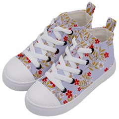 Nature Illustration Pattern Flower Floral Kids  Mid-top Canvas Sneakers by Ravend