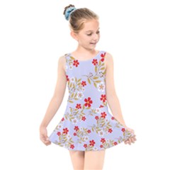 Nature Illustration Pattern Flower Floral Kids  Skater Dress Swimsuit by Ravend