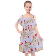 Nature Illustration Pattern Flower Floral Kids  Cut Out Shoulders Chiffon Dress by Ravend