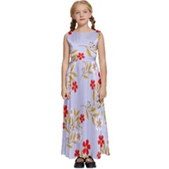 Nature Illustration Pattern Flower Floral Kids  Satin Sleeveless Maxi Dress by Ravend