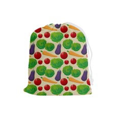 Food Illustration Pattern Texture Drawstring Pouch (large) by Ravend