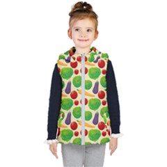 Food Illustration Pattern Texture Kids  Hooded Puffer Vest by Ravend