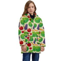 Food Illustration Pattern Texture Kid s Hooded Longline Puffer Jacket by Ravend