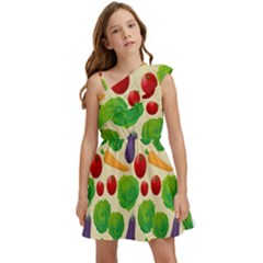 Food Illustration Pattern Texture Kids  One Shoulder Party Dress by Ravend