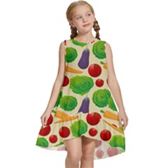 Food Illustration Pattern Texture Kids  Frill Swing Dress