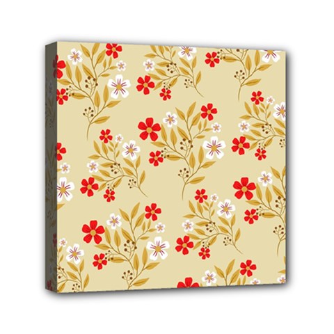 Illustration Pattern Flower Floral Mini Canvas 6  X 6  (stretched) by Ravend