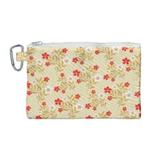 Illustration Pattern Flower Floral Canvas Cosmetic Bag (medium)