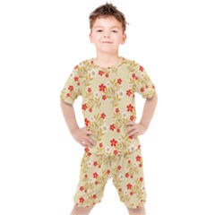 Illustration Pattern Flower Floral Kids  Tee And Shorts Set by Ravend