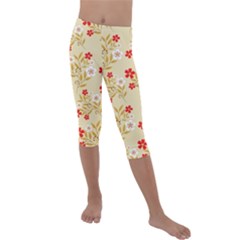 Illustration Pattern Flower Floral Kids  Lightweight Velour Capri Leggings  by Ravend