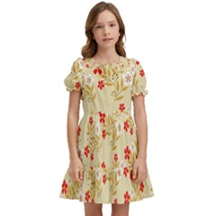 Illustration Pattern Flower Floral Kids  Puff Sleeved Dress by Ravend