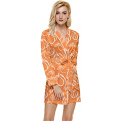 Illustration Abstract Pattern Seamless Long Sleeve Satin Robe by Ravend