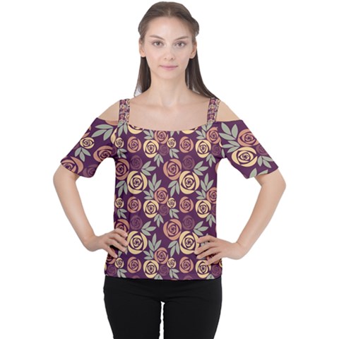 Illustration Flower Floral Nature Pattern Background Cutout Shoulder Tee by Ravend