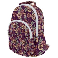 Illustration Flower Floral Nature Pattern Background Rounded Multi Pocket Backpack by Ravend