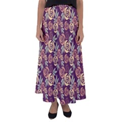 Illustration Flower Floral Nature Pattern Background Flared Maxi Skirt by Ravend