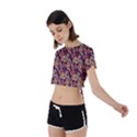 Illustration Flower Floral Nature Pattern Background Tie Back Short Sleeve Crop Tee View2