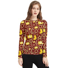 Pattern Paper Fabric Wrapping Women s Long Sleeve Rash Guard by Ravend