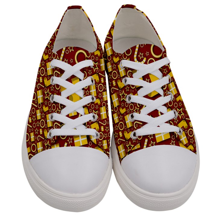 Pattern Paper Fabric Wrapping Men s Low Top Canvas Sneakers