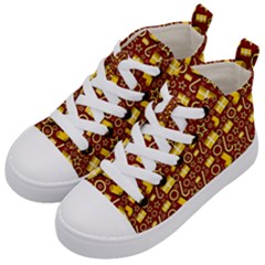 Pattern Paper Fabric Wrapping Kids  Mid-top Canvas Sneakers by Ravend