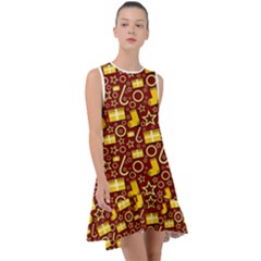 Pattern Paper Fabric Wrapping Frill Swing Dress by Ravend