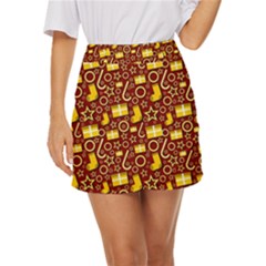 Pattern Paper Fabric Wrapping Mini Front Wrap Skirt by Ravend