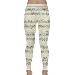 Music Beige Vintage Paper Background Design Classic Yoga Leggings by Ravend