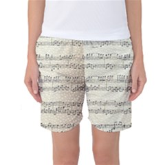 Music Beige Vintage Paper Background Design Women s Basketball Shorts by Ravend