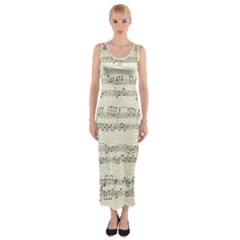 Music Beige Vintage Paper Background Design Fitted Maxi Dress by Ravend