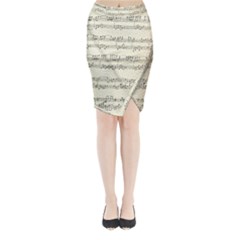 Music Beige Vintage Paper Background Design Midi Wrap Pencil Skirt by Ravend