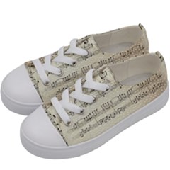 Music Beige Vintage Paper Background Design Kids  Low Top Canvas Sneakers by Ravend