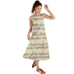 Music Beige Vintage Paper Background Design Summer Maxi Dress by Ravend