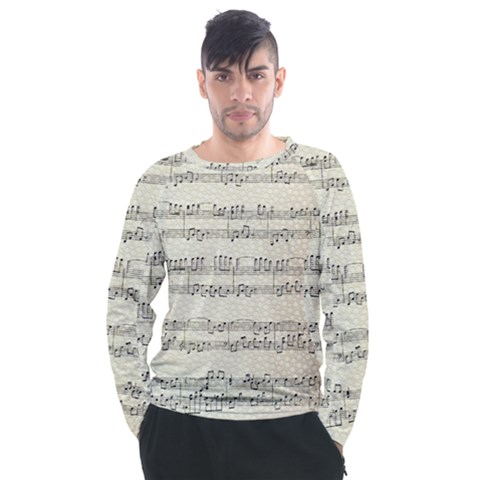 Music Beige Vintage Paper Background Design Men s Long Sleeve Raglan Tee by Ravend