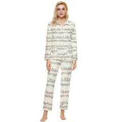 Music Beige Vintage Paper Background Design Womens  Long Sleeve Velvet Pocket Pajamas Set by Ravend