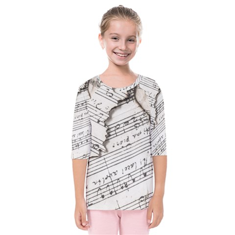 Music Notes Note Music Melody Sound Pattern Kids  Quarter Sleeve Raglan Tee by Ravend