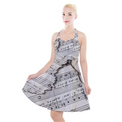 Music Notes Note Music Melody Sound Pattern Halter Party Swing Dress  by Ravend