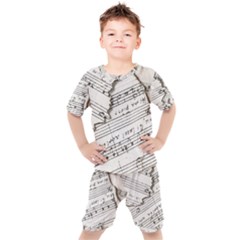 Music Notes Note Music Melody Sound Pattern Kids  Tee And Shorts Set by Ravend