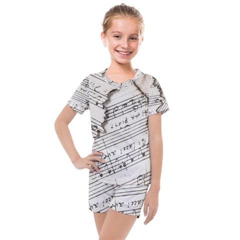 Music Notes Note Music Melody Sound Pattern Kids  Mesh Tee And Shorts Set by Ravend