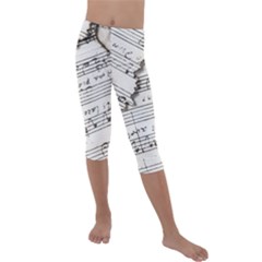 Music Notes Note Music Melody Sound Pattern Kids  Lightweight Velour Capri Leggings  by Ravend