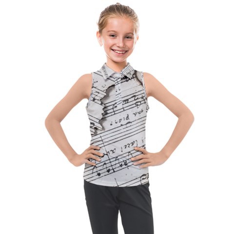 Music Notes Note Music Melody Sound Pattern Kids  Sleeveless Polo Tee by Ravend