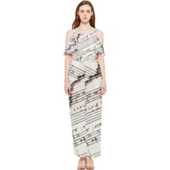 Music Notes Note Music Melody Sound Pattern Draped Sleeveless Chiffon Jumpsuit by Ravend