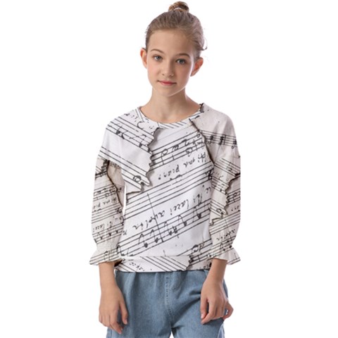 Music Notes Note Music Melody Sound Pattern Kids  Cuff Sleeve Top by Ravend