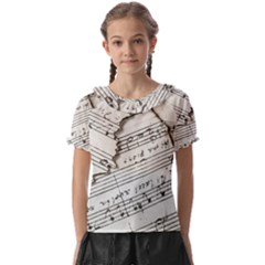 Music Notes Note Music Melody Sound Pattern Kids  Frill Chiffon Blouse by Ravend