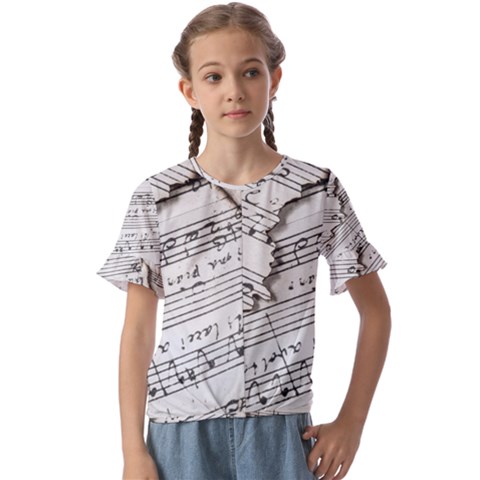 Music Notes Note Music Melody Sound Pattern Kids  Cuff Sleeve Scrunch Bottom Tee by Ravend