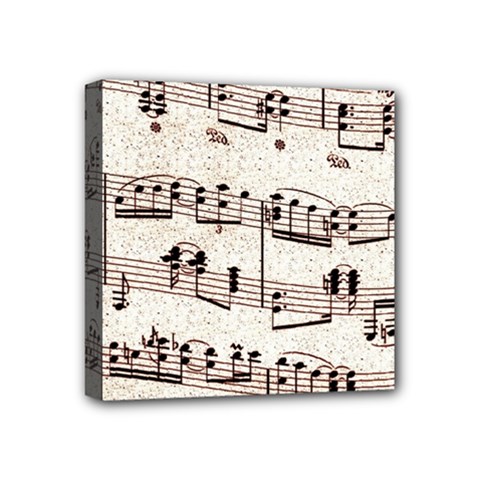 Vintage Beige Music Paper Background Design Mini Canvas 4  X 4  (stretched) by Ravend