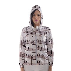 Vintage Beige Music Paper Background Design Women s Hooded Windbreaker by Ravend