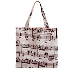 Vintage Beige Music Paper Background Design Zipper Grocery Tote Bag by Ravend