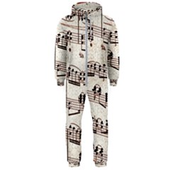 Vintage Beige Music Paper Background Design Hooded Jumpsuit (men) by Ravend