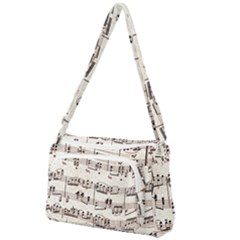 Vintage Beige Music Paper Background Design Front Pocket Crossbody Bag by Ravend